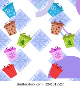 Christmas card, gifts, vector background
