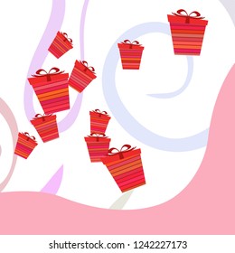 Christmas card, gifts, vector background