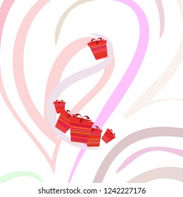 Christmas card, gifts, vector background