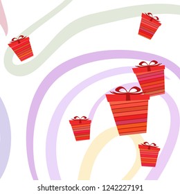 Christmas card, gifts, vector background