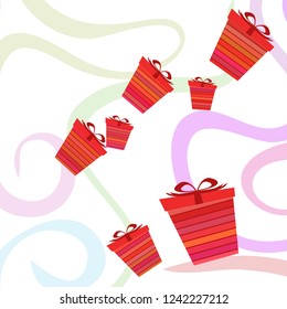 Christmas card, gifts, vector background