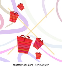 Christmas card, gifts, vector background