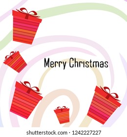 Christmas card, gifts, vector background