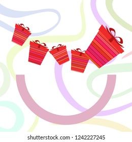 Christmas card, gifts, vector background
