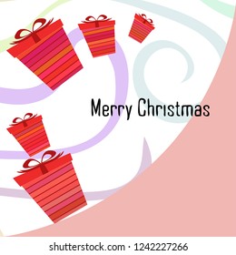 Christmas card, gifts, vector background