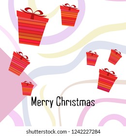 Christmas card, gifts, vector background