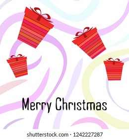 Christmas card, gifts, vector background
