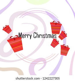 Christmas card, gifts, vector background