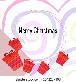 Christmas card, gifts, vector background
