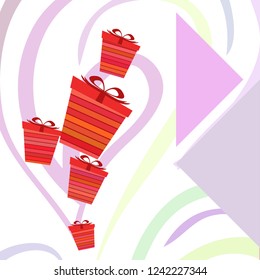 Christmas card, gifts, vector background