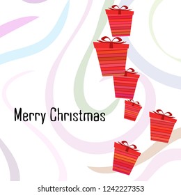 Christmas card, gifts, vector background
