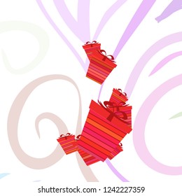 Christmas card, gifts, vector background