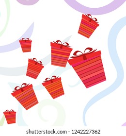 Christmas card, gifts, vector background