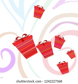 Christmas card, gifts, vector background