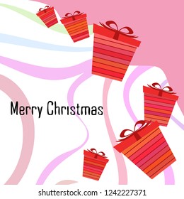 Christmas card, gifts, vector background