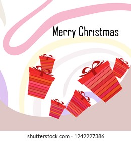 Christmas card, gifts, vector background