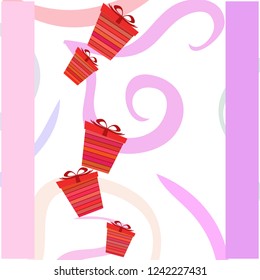 Christmas card, gifts, vector background