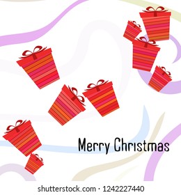 Christmas card, gifts, vector background