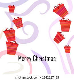 Christmas card, gifts, vector background