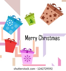 Christmas card, gifts, vector background