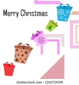 Christmas card, gifts, vector background