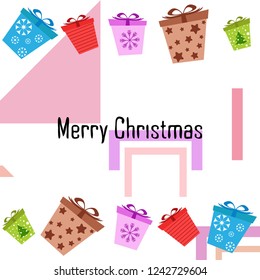 Christmas card, gifts, vector background