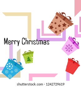 Christmas card, gifts, vector background