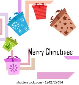 Christmas card, gifts, vector background