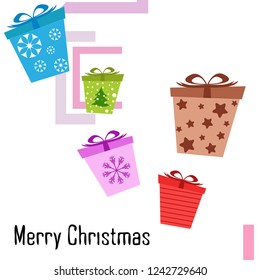 Christmas card, gifts, vector background