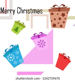 Christmas card, gifts, vector background