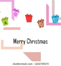 Christmas card, gifts, vector background