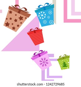 Christmas card, gifts, vector background