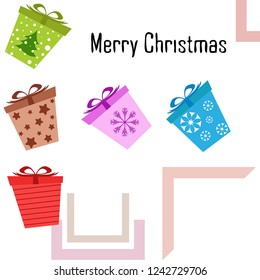 Christmas card, gifts, vector background