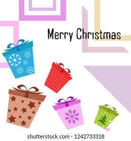 Christmas card, gifts, vector background