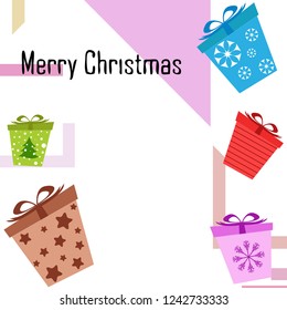 Christmas card, gifts, vector background