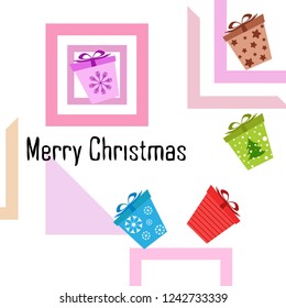 Christmas card, gifts, vector background
