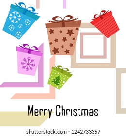 Christmas card, gifts, vector background