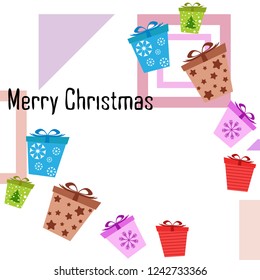 Christmas card, gifts, vector background