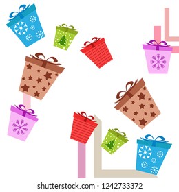 Christmas card, gifts, vector background