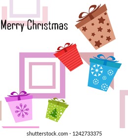 Christmas card, gifts, vector background