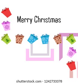 Christmas card, gifts, vector background
