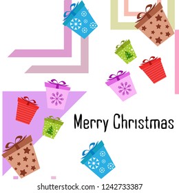 Christmas card, gifts, vector background