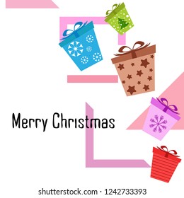 Christmas card, gifts, vector background