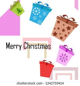 Christmas card, gifts, vector background