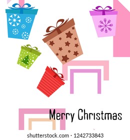 Christmas card, gifts, vector background