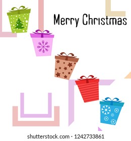 Christmas card, gifts, vector background