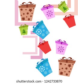 Christmas card, gifts, vector background