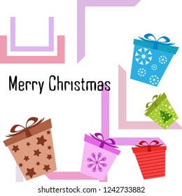 Christmas card, gifts, vector background