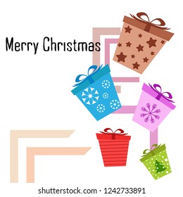Christmas card, gifts, vector background