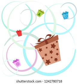 Christmas card, gifts, vector background